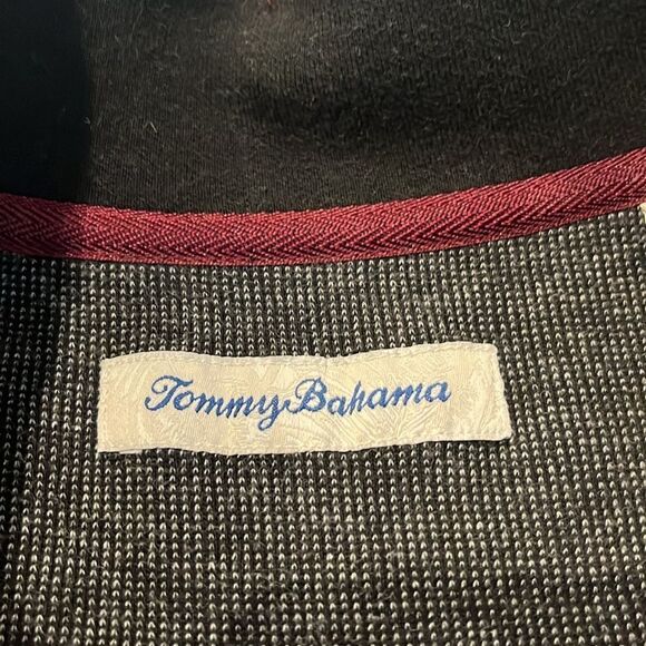 Tommy Bahama Dark Grey LS 1/4 zip Sweater - Picture 6 of 7